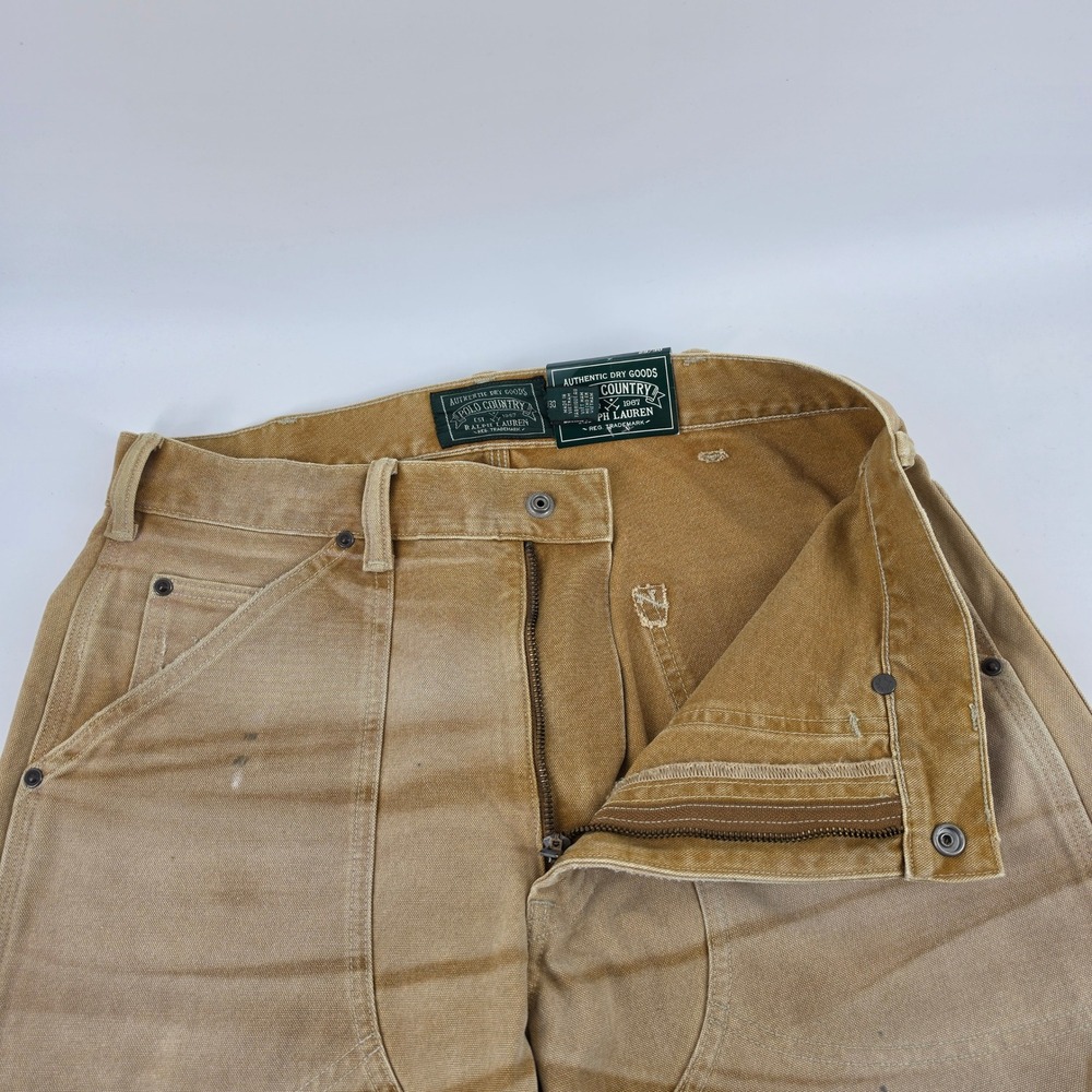 Polo Country Ralph Lauren Mens Tan Double Knee Canvas Carpenter Pants 29x30 NWOT - Picture 4 of 8